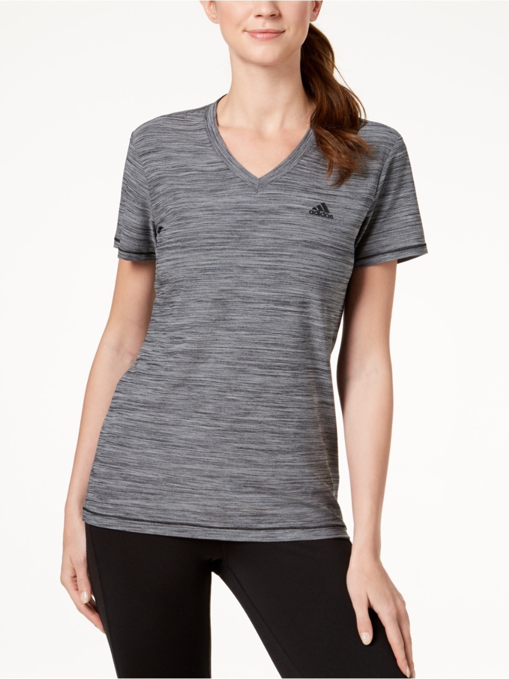 adidas Women's Tech Gray Space-Dye V-Neck Tee